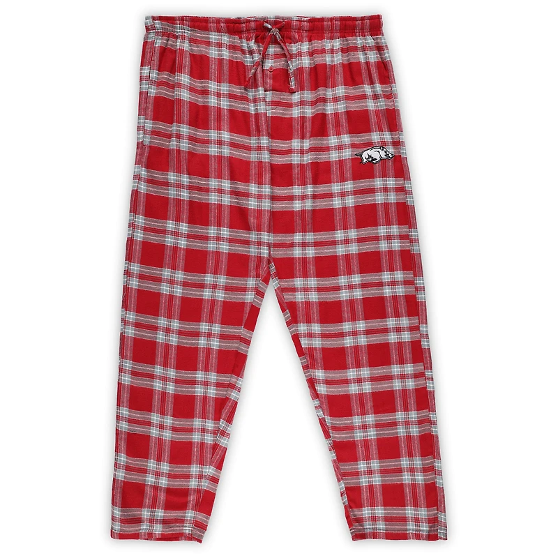 Men's Profile Cardinal/Gray Arkansas Razorbacks Big & Tall 2-Pack T-Shirt Flannel Pants Set
