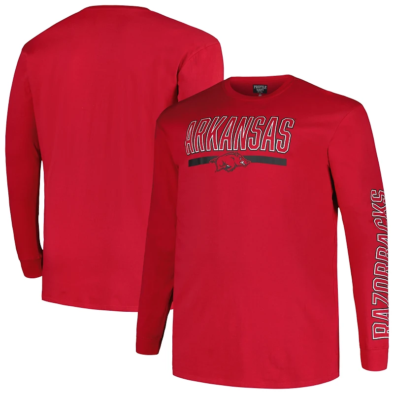 Profil pour hommes Cardinal Arkansas Razorbacks Big & Tall T-shirt à manches longues avec graphique deux coups