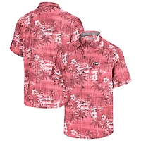 Men's Tommy Bahama Cardinal Arkansas Razorbacks Coconut Point Palmetta IslandZone Camp Button-Up Shirt