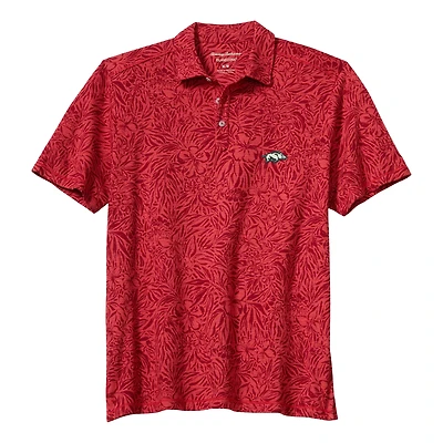 Polo Tommy Bahama Cardinal Arkansas Razorbacks IslandZone Wild Hibiscus Tri-Blend pour homme