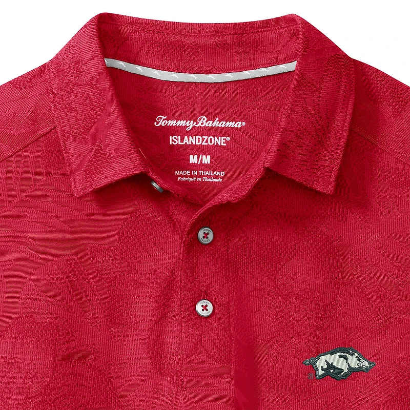 Men's Tommy Bahama Cardinal Arkansas Razorbacks Palm Fresco Hibiscus IslandZone® Polo