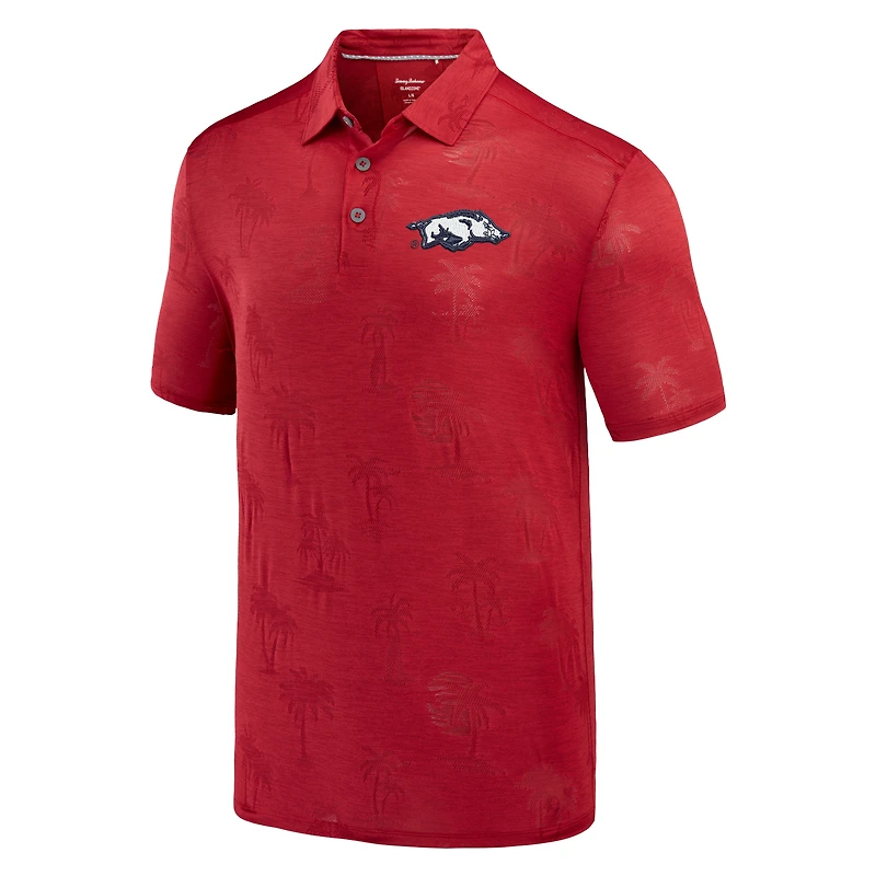 Polo Tommy Bahama Cardinal Arkansas Razorbacks Sport Palm Coast Palmera IslandZone pour hommes
