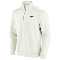 Men's Tommy Bahama Cream Arkansas Razorbacks Tobago Bay Half-Zip Tri-Blend Top