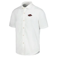 Men's Tommy Bahama White Arkansas Razorbacks Coconut Point Palm Vista IslandZone Camp Button-Up Shirt