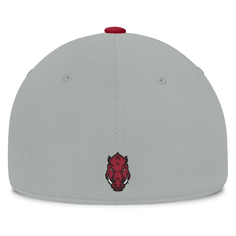 Casquette Mick Flex Top of the World grise/cardinale pour homme Arkansas Razorbacks