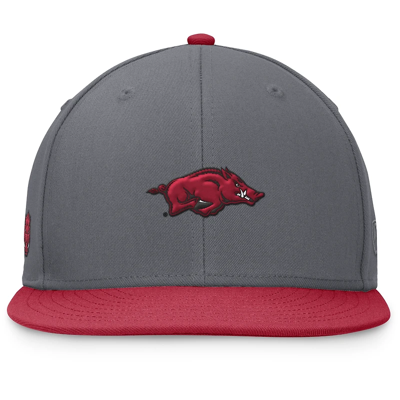 Men's Top of the World Gray/Cardinal Arkansas Razorbacks Rally Two-Tone Fitted Hat