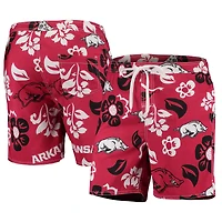 Maillot de bain Wes & Willy Cardinal Arkansas Razorbacks Floral Volley Logo pour homme