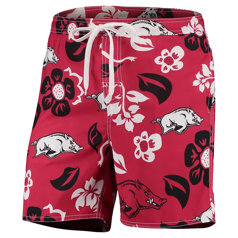 Maillot de bain Wes & Willy Cardinal Arkansas Razorbacks Floral Volley Logo pour homme
