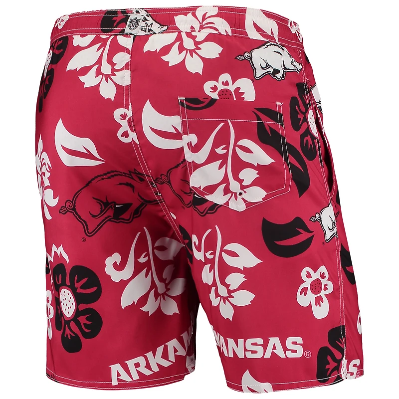Maillot de bain Wes & Willy Cardinal Arkansas Razorbacks Floral Volley Logo pour homme