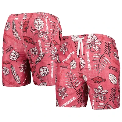 Wes & Willy Cardinal Arkansas Razorbacks Maillot de bain à fleurs vintage pour homme