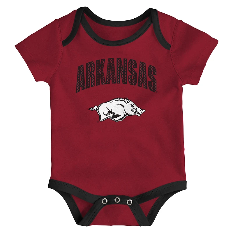 Newborn & Infant Outerstuff Arkansas Razorbacks Three-Pack All Day Play Bodysuit Set