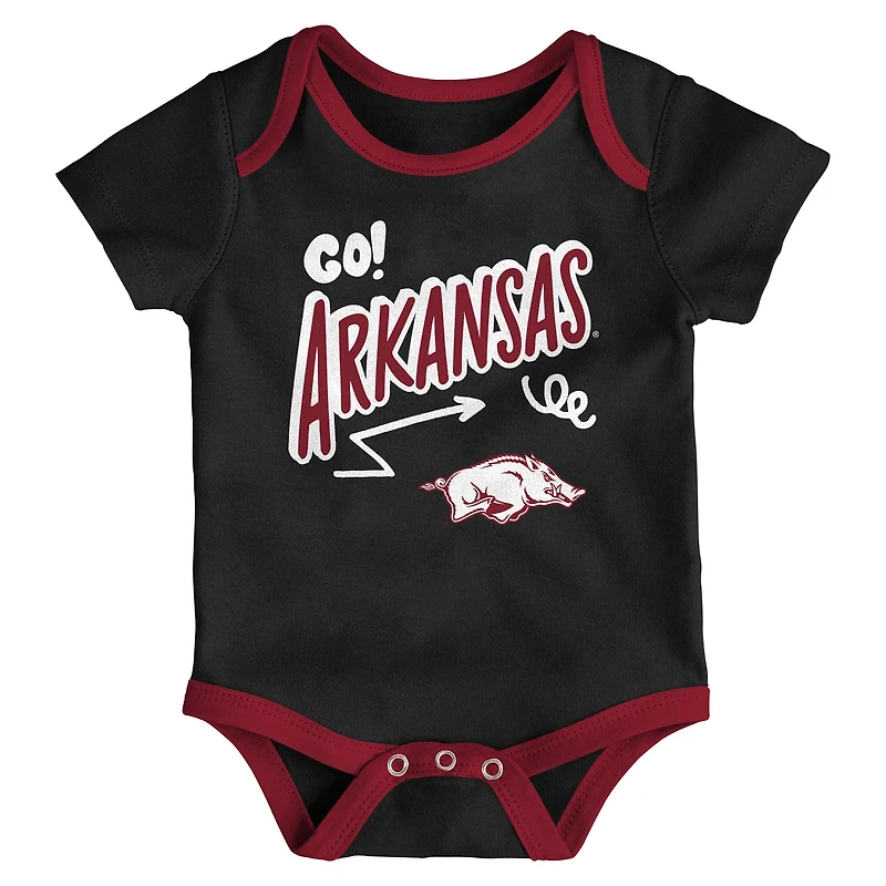 Newborn & Infant Outerstuff Arkansas Razorbacks Three-Pack All Day Play Bodysuit Set