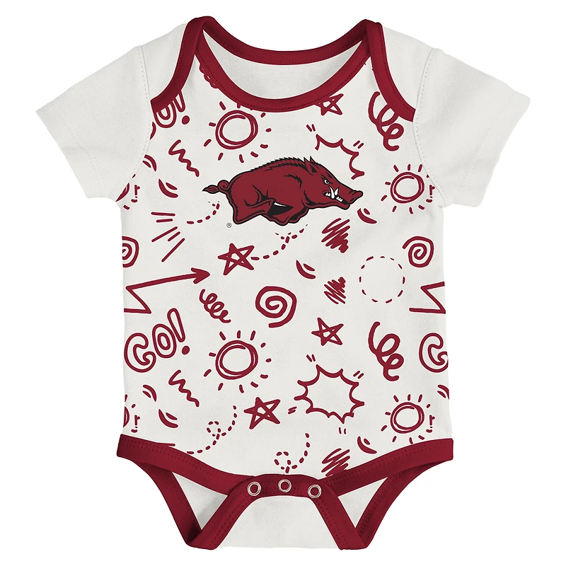 Newborn & Infant Outerstuff Arkansas Razorbacks Three-Pack All Day Play Bodysuit Set