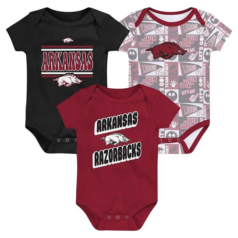 Newborn Cardinal Arkansas Razorbacks Sunday Comics 3-Pack Bodysuit Set