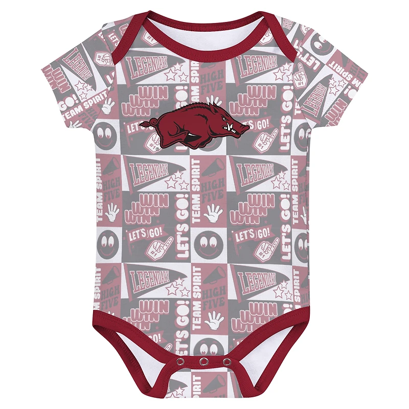 Ensemble de 3 bodies pour nouveau-né Cardinal Arkansas Razorbacks Sunday Comics