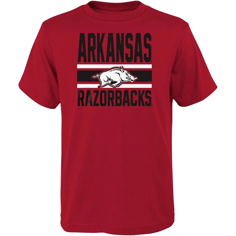 Pack combiné de t-shirts à manches courtes et longues Fan Wave des Razorbacks l'Arkansas, noir/cardinal préscolaire