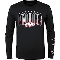 Pack combiné de t-shirts à manches courtes et longues Fan Wave des Razorbacks l'Arkansas, noir/cardinal préscolaire