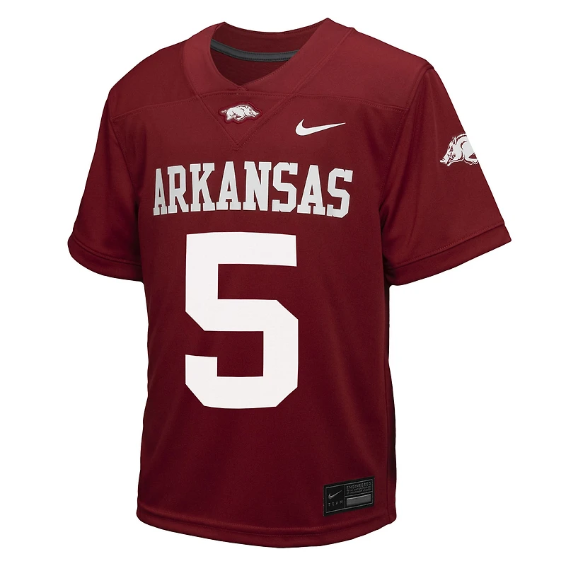 Maillot de jeu Nike préscolaire n° 5 Cardinal Arkansas Razorbacks Untouchable Replica