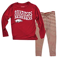 Ensemble haut à manches longues et leggings rayés tri-blend pour tout-petits, Wes & Willy Arkansas Razorbacks