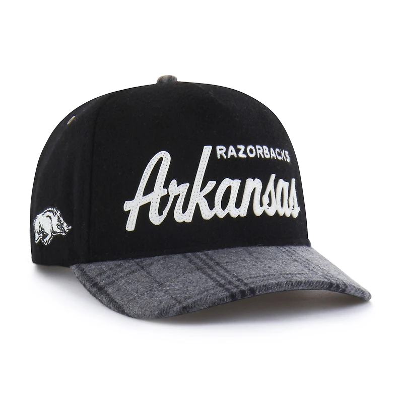 Unisex '47 Black Arkansas Razorbacks Windowpane Plaid Collection Hitch Adjustable Hat