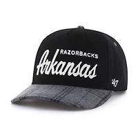 Unisex '47 Black Arkansas Razorbacks Windowpane Plaid Collection Hitch Adjustable Hat