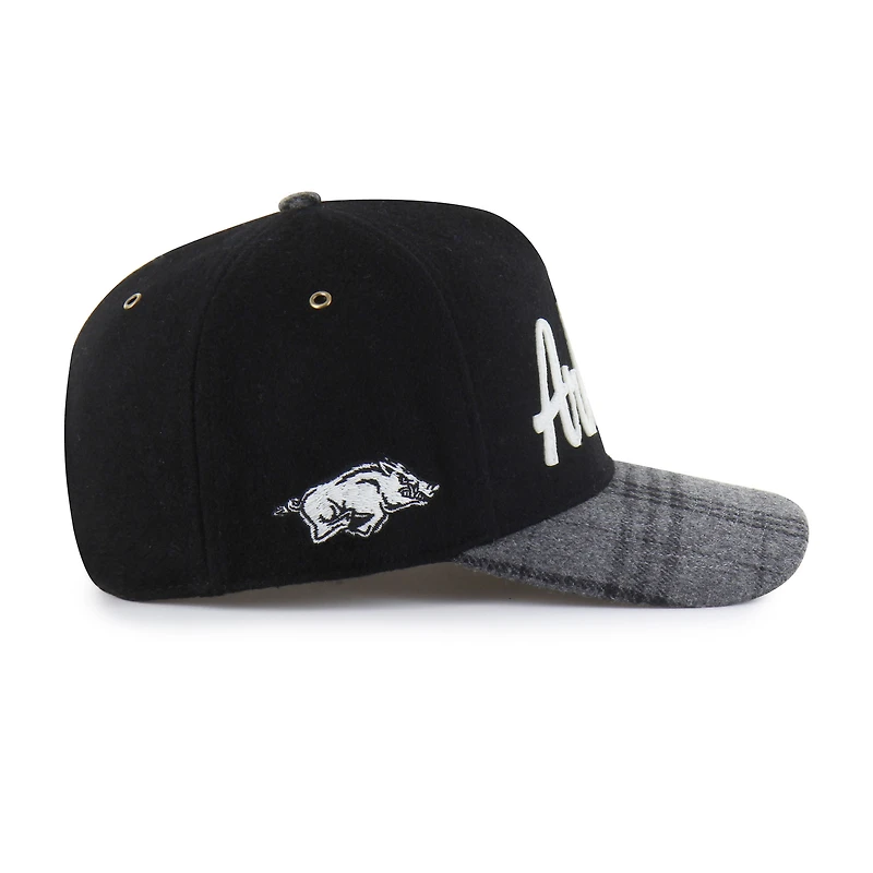 Unisex '47 Black Arkansas Razorbacks Windowpane Plaid Collection Hitch Adjustable Hat
