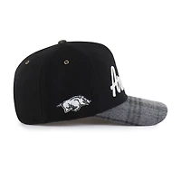 Unisex '47 Black Arkansas Razorbacks Windowpane Plaid Collection Hitch Adjustable Hat
