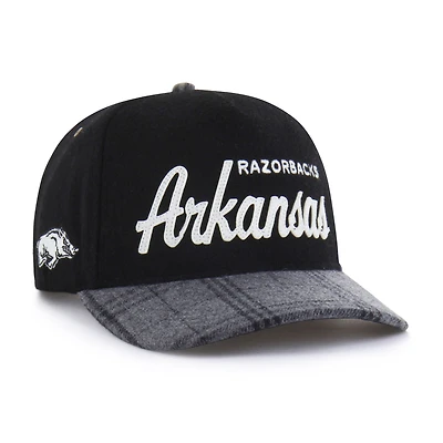 Unisex '47 Black Arkansas Razorbacks Windowpane Plaid Collection Hitch Adjustable Hat