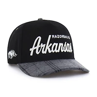 Unisex '47 Black Arkansas Razorbacks Windowpane Plaid Collection Hitch Adjustable Hat