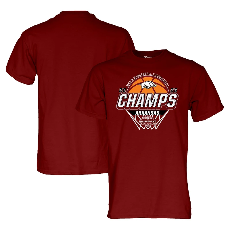 T-shirt unisexe bleu 84 Cardinal Arkansas Razorbacks Champions du tournoi de basketball masculin SEC 2026