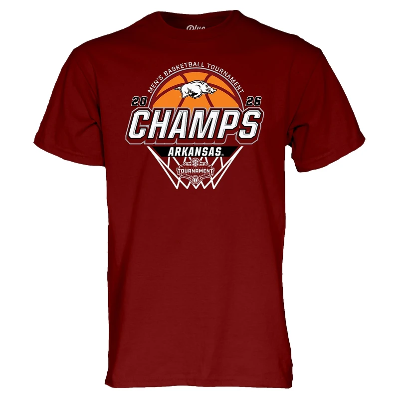 T-shirt unisexe bleu 84 Cardinal Arkansas Razorbacks Champions du tournoi de basketball masculin SEC 2026