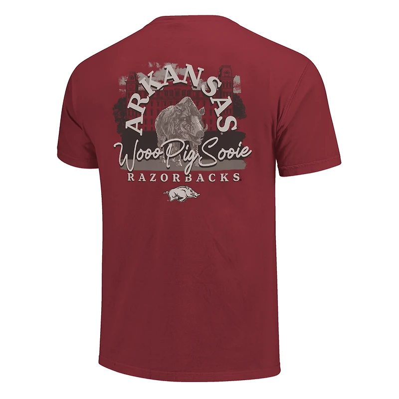 Unisex Image One Maroon Arkansas Razorbacks Hyper Local Campus Statue T-Shirt