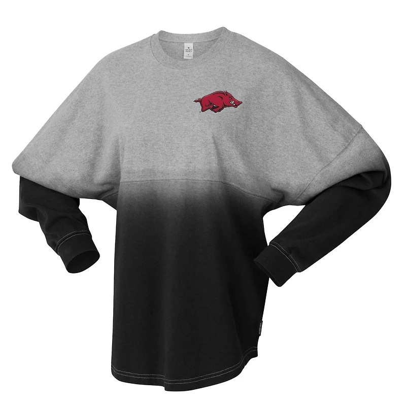 Unisex Spirit Jersey Black/Gray Arkansas Razorbacks Ombre Long Sleeve T-Shirt
