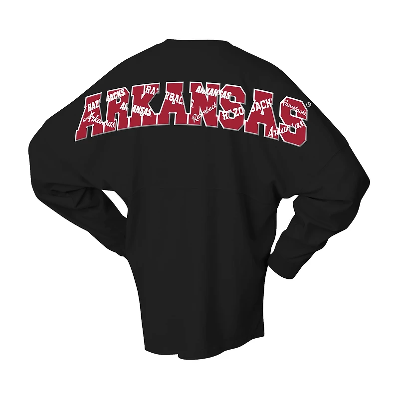 Unisex Spirit Jersey Black Arkansas Razorbacks Oversized Preppy Long Sleeve T-Shirt