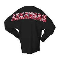 Unisex Spirit Jersey Black Arkansas Razorbacks Oversized Preppy Long Sleeve T-Shirt
