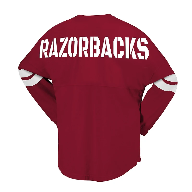 Unisex Spirit Jersey Cardinal Arkansas Razorbacks Lace-Up V-Neck Long Sleeve T-Shirt
