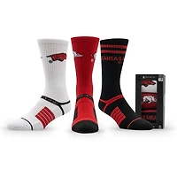 Unisex Strideline Arkansas Razorbacks Premium Knit Crew Socks Three-Pack
