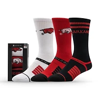 Unisex Strideline Arkansas Razorbacks Premium Knit Crew Socks Three-Pack