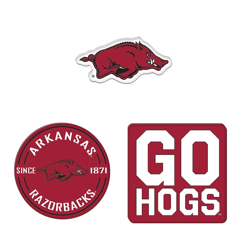 Lot de 3 aimants de réfrigérateur haut de gamme WinCraft Arkansas Razorbacks