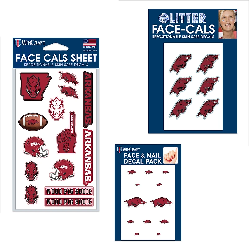 Ensemble de tatouages sans eau WinCraft Arkansas Razorbacks 4" x 7"
