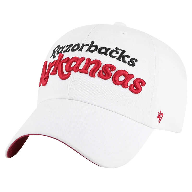 Casquette ajustable blanche Arkansas Razorbacks Pensacola Clean Up pour femme '47