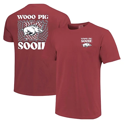 Women's Cardinal Arkansas Razorbacks Comfort Colors Checkered Mascot T-Shirt