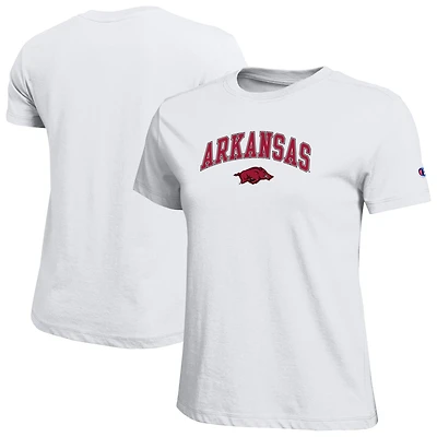 Women's Champion  White Arkansas Razorbacks Arched Over Logo T-Shirt