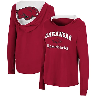Colosseum Cardinal Arkansas Razorbacks Catalina Sweat à capuche T-shirt manches longues pour femme