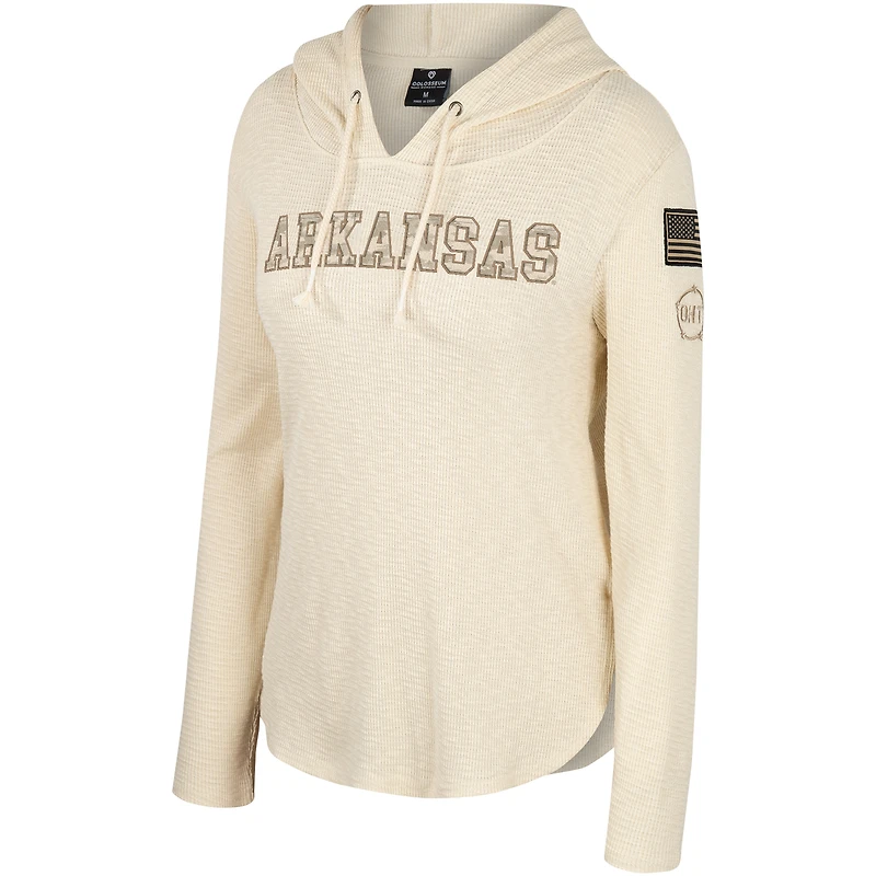 Colosseum Cream Arkansas Razorbacks OHT Appréciation militaire Casey Raglan T-shirt à capuche manches longues pour femmes