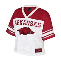 Women's Colosseum  White Arkansas Razorbacks Treasure Cropped Football Jersey