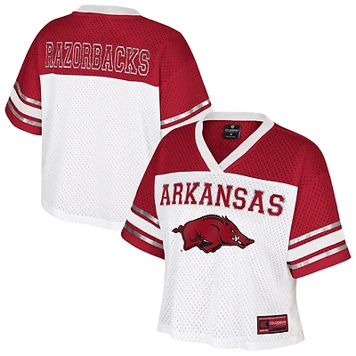 Maillot de football américain court blanc Colosseum pour femme des Arkansas Razorbacks Treasure