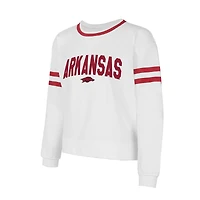 Haut à manches longues en molleton français Borough Arkansas Razorbacks blanc pour femme Concepts Sport