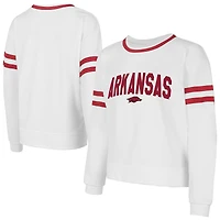 Women's Concepts Sport  White Arkansas Razorbacks Borough French Terry Arch Over Long Sleeve Top