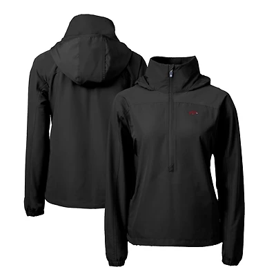 Women's Cutter & Buck  Black Arkansas Razorbacks Charter Eco Recycled Half-Zip Anorak Jacket